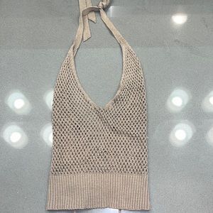 Solid Crotchet Halter Top XS